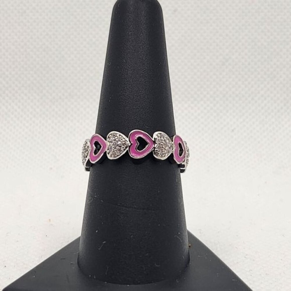 Heart-Shaped Pink & Silver Ring‎ Size 8 (NWOT)